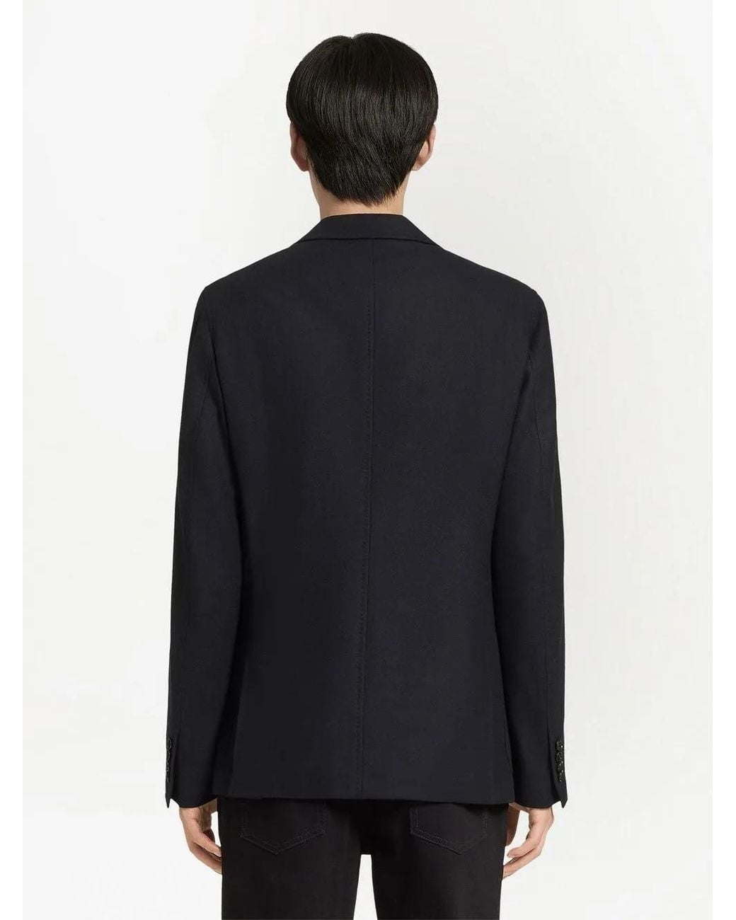 Zegna Blue Single-Breasted Cashmere-Wool Blazer for men