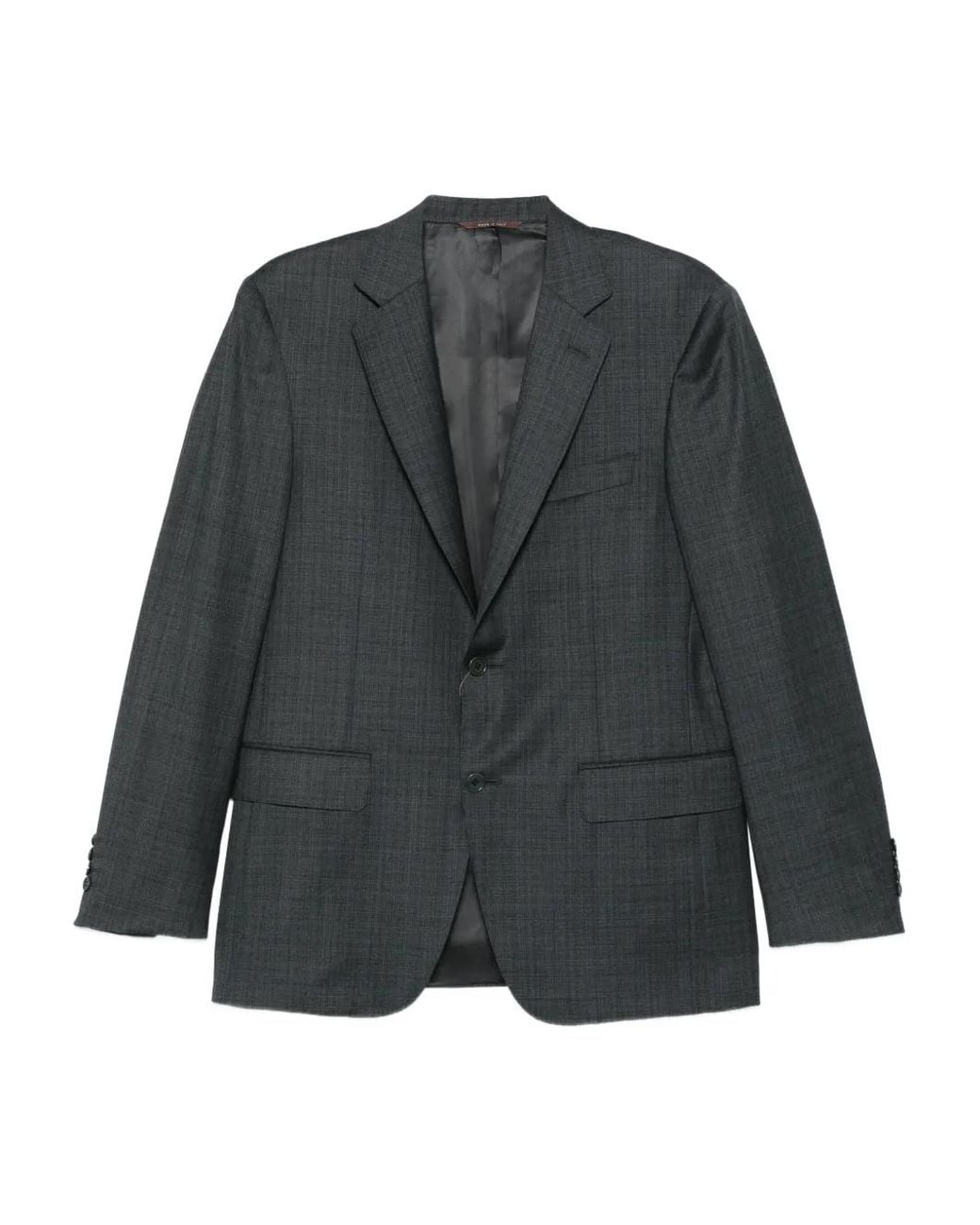 Canali Gray Checked Wool Suit for men