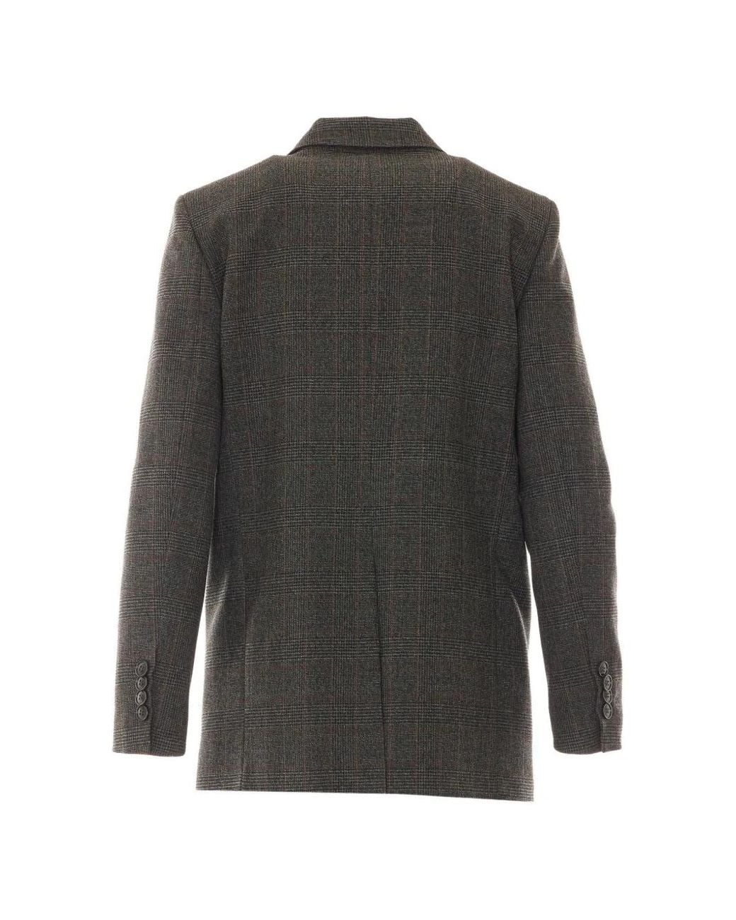 RUE DU BAC Gray Check-Pattern Double-Breasted Blazer