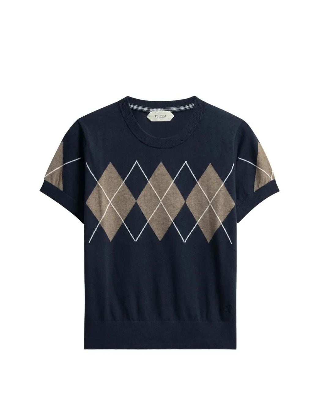 Pringle of Scotland Blue Argyle-Pattern Short-Sleeve T-Shirt
