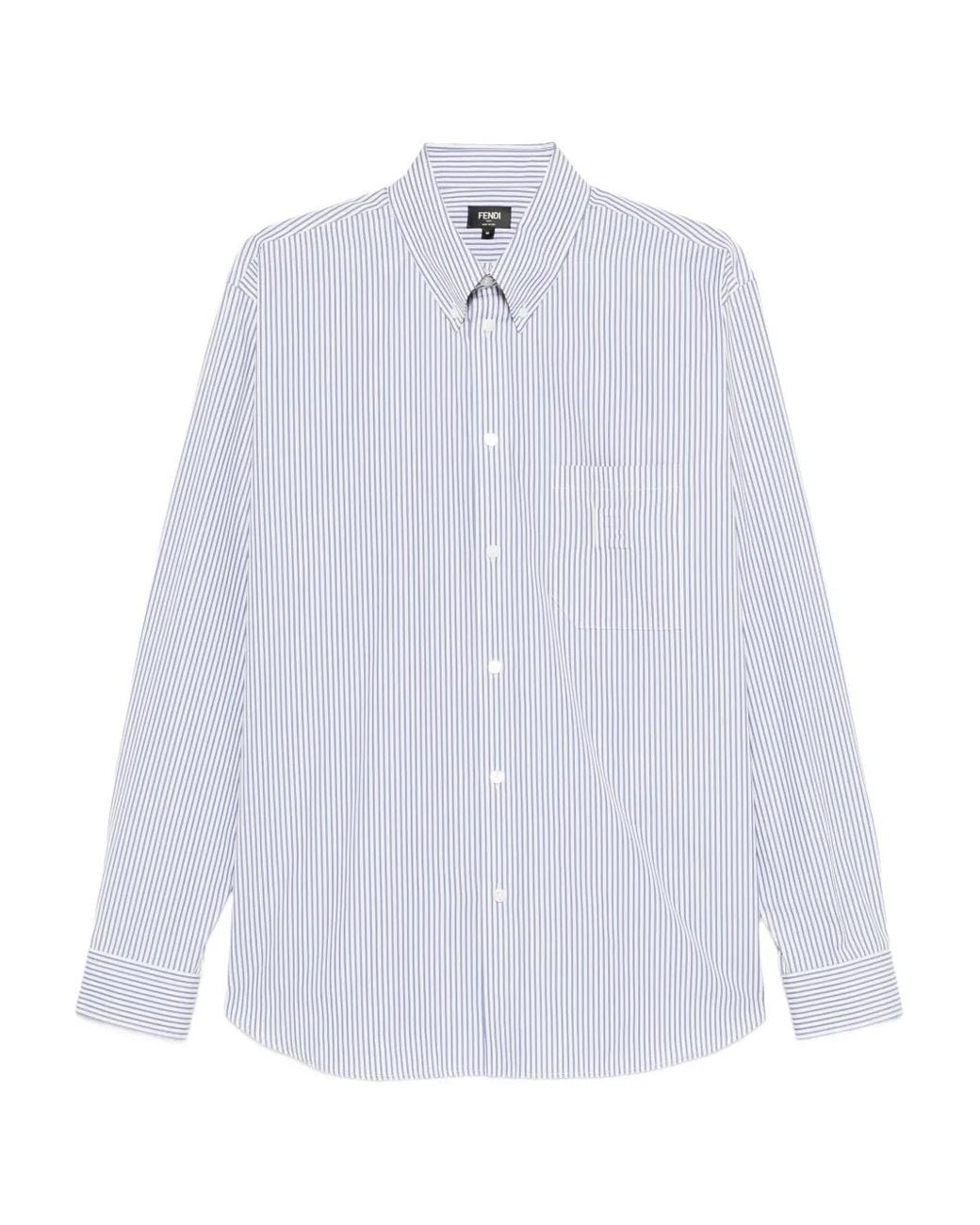 Fendi White Striped-Pattern Shirt for men