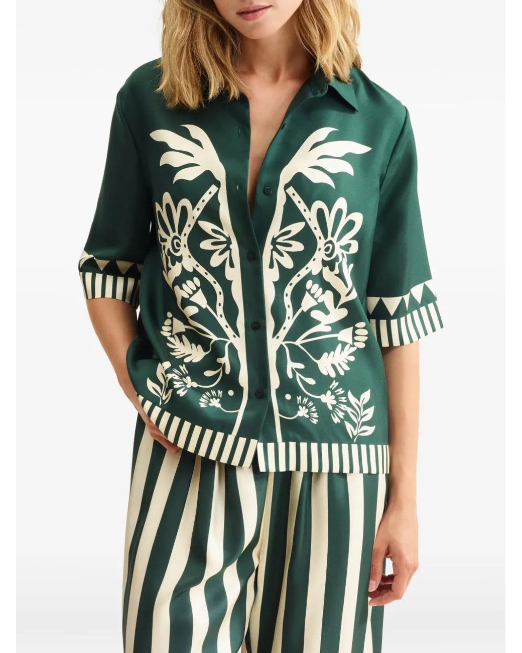 Eres Green Floral-Print Shirt