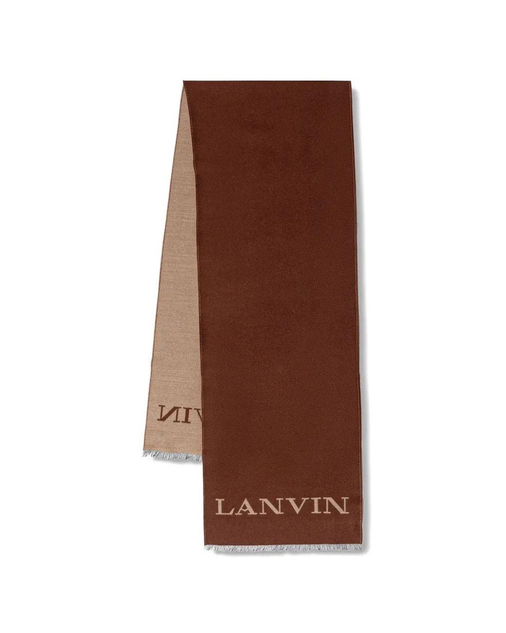 Lanvin Brown Écharpe À Logo En Intarsia