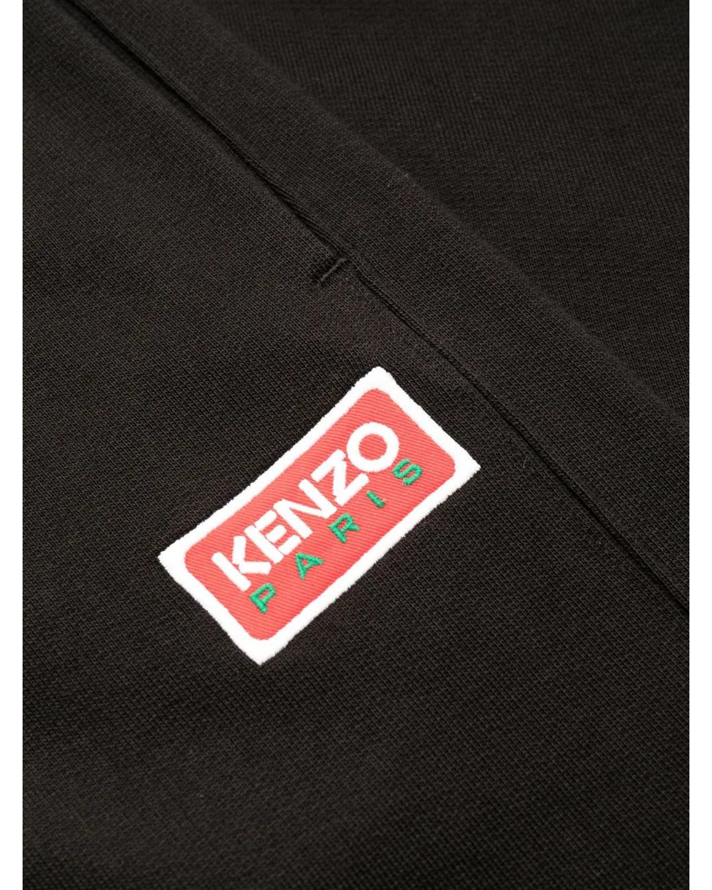 KENZO Black Logo-Embroidered Cotton Track Pants