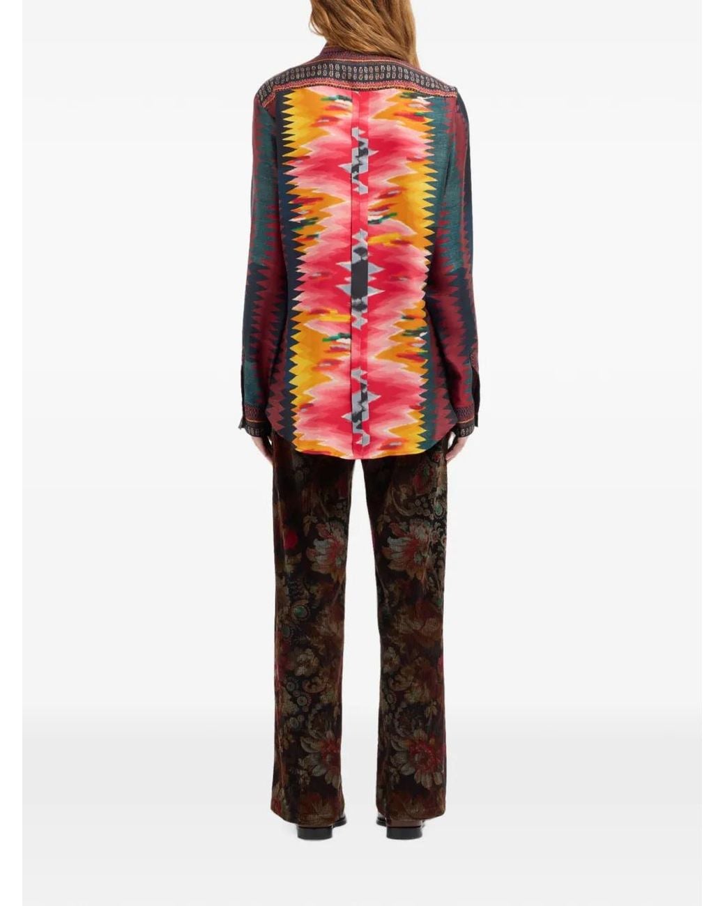 Pierre Louis Mascia Pink Aloe Geometric-Print Silk Shirt