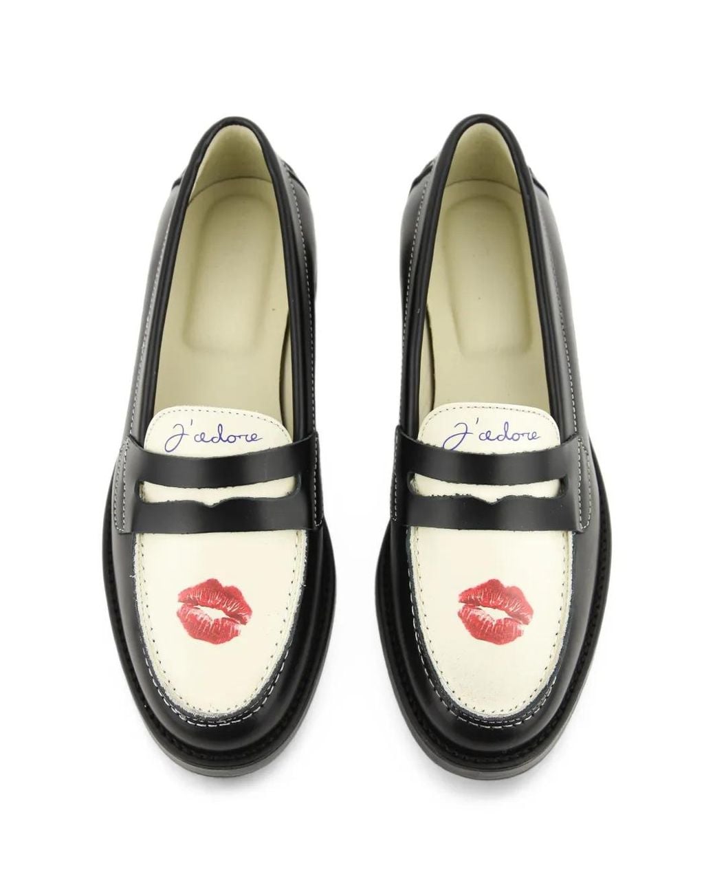 Duke & Dexter Black Graphic-Print Leather Loafers