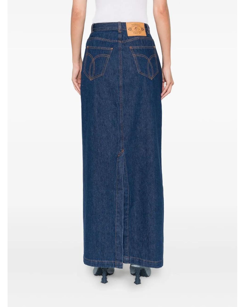 Fiorucci Blue Button-Front Denim Skirt