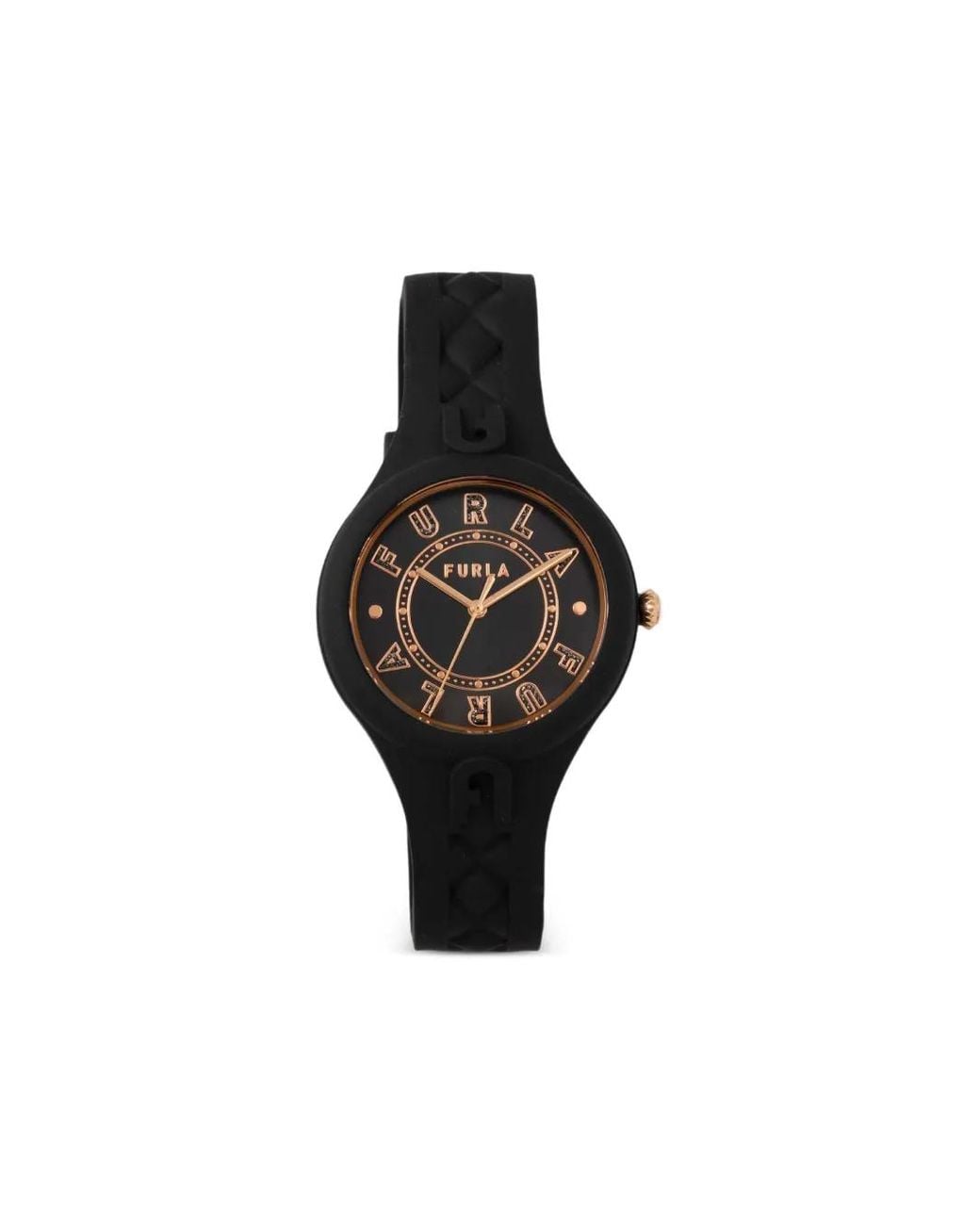 Furla Black Patterned 34Mm Watch