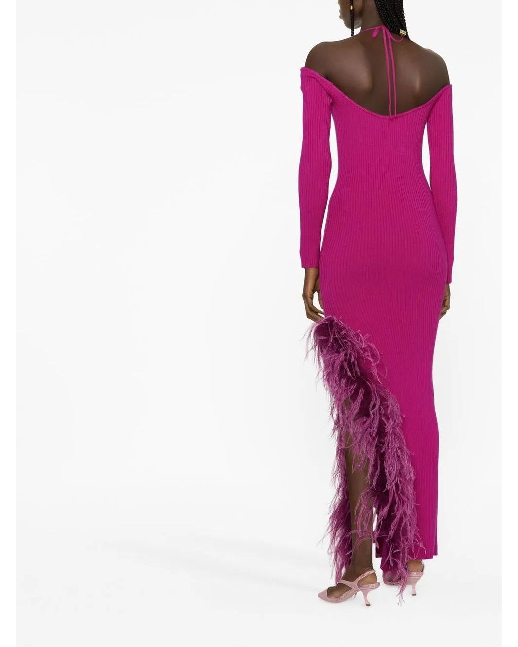 GIUSEPPE DI MORABITO Pink Tie-Neck Midi Dress