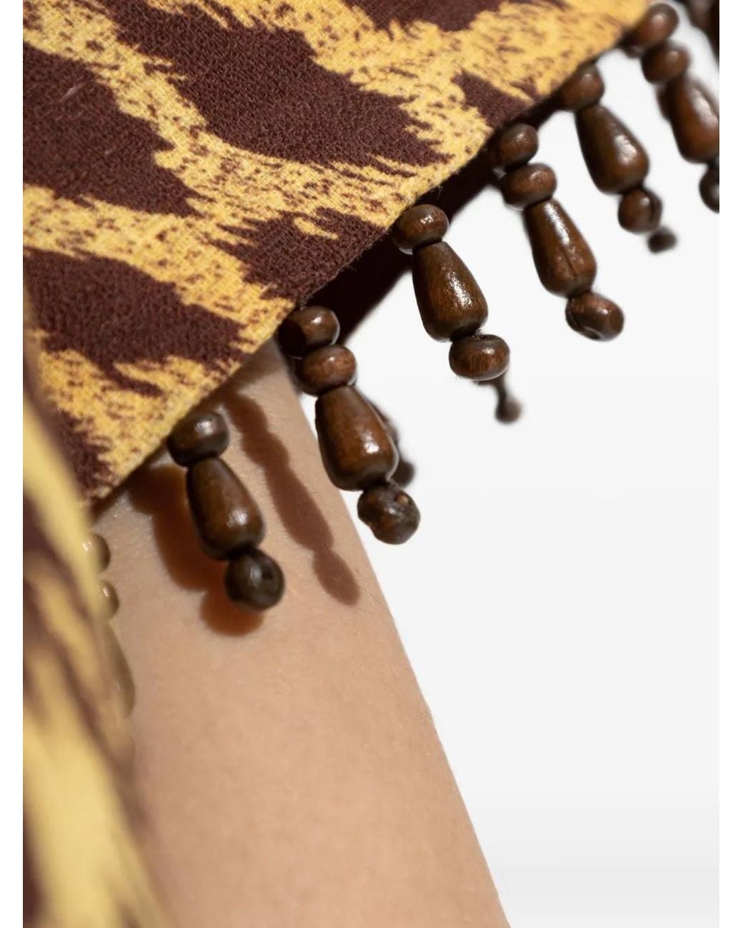 Zimmermann Metallic Leopard-Print Beaded-Fringe Shirt
