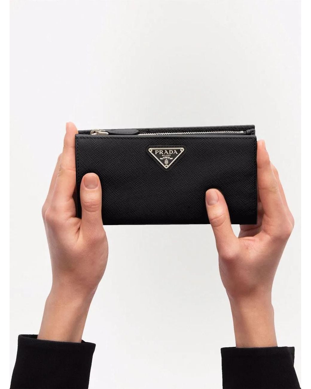 Prada Black Large Saffiano-Leather Wallet