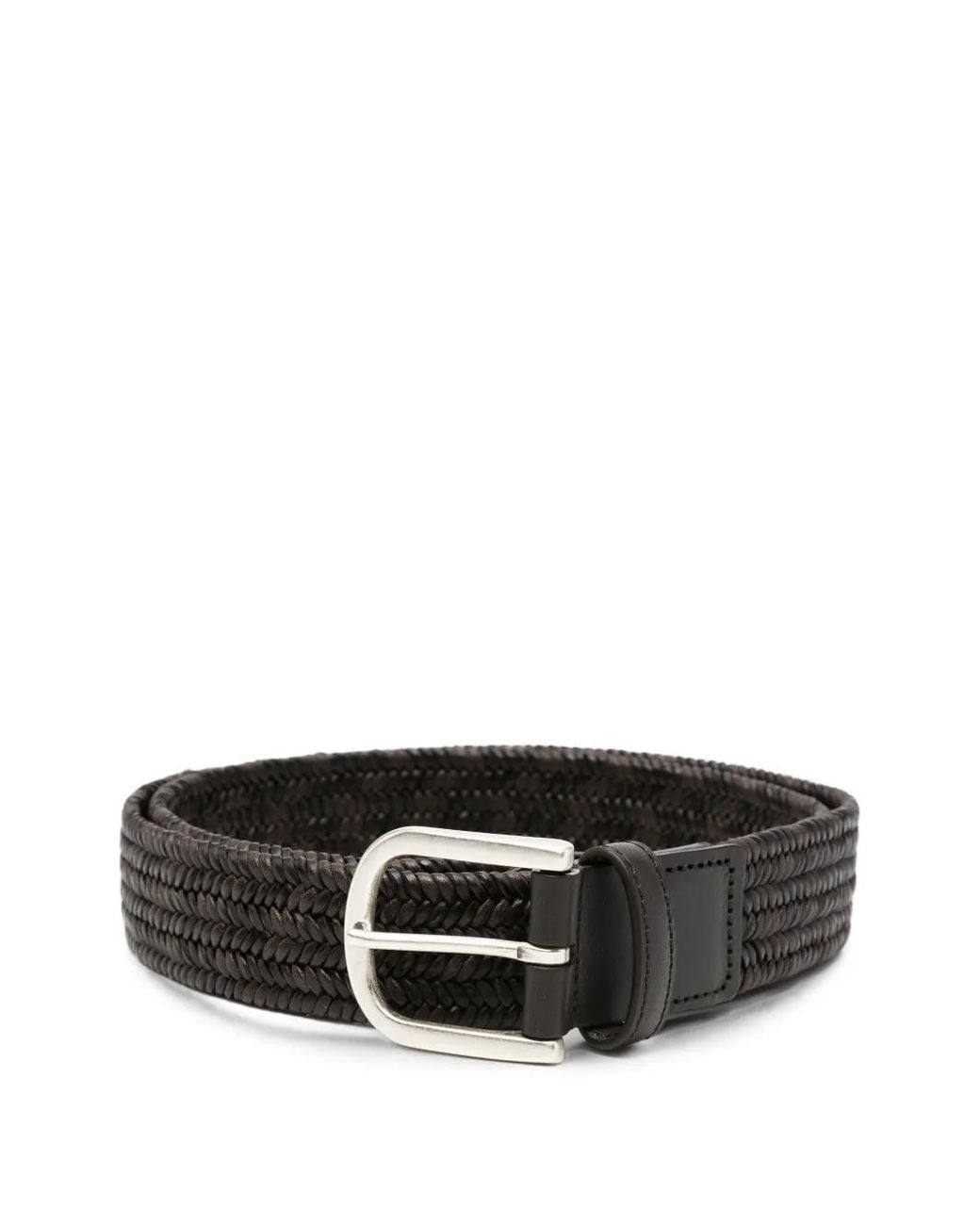 Canali Black Ceinture En Cuir À Design Tressé for men