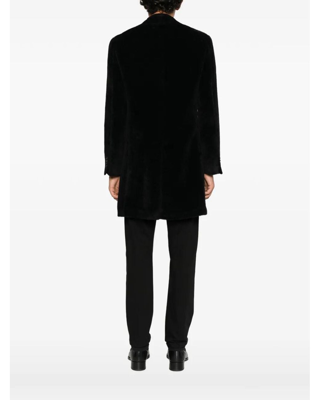 Canali Black Single-Breasted Notched-Lapel Coat for men