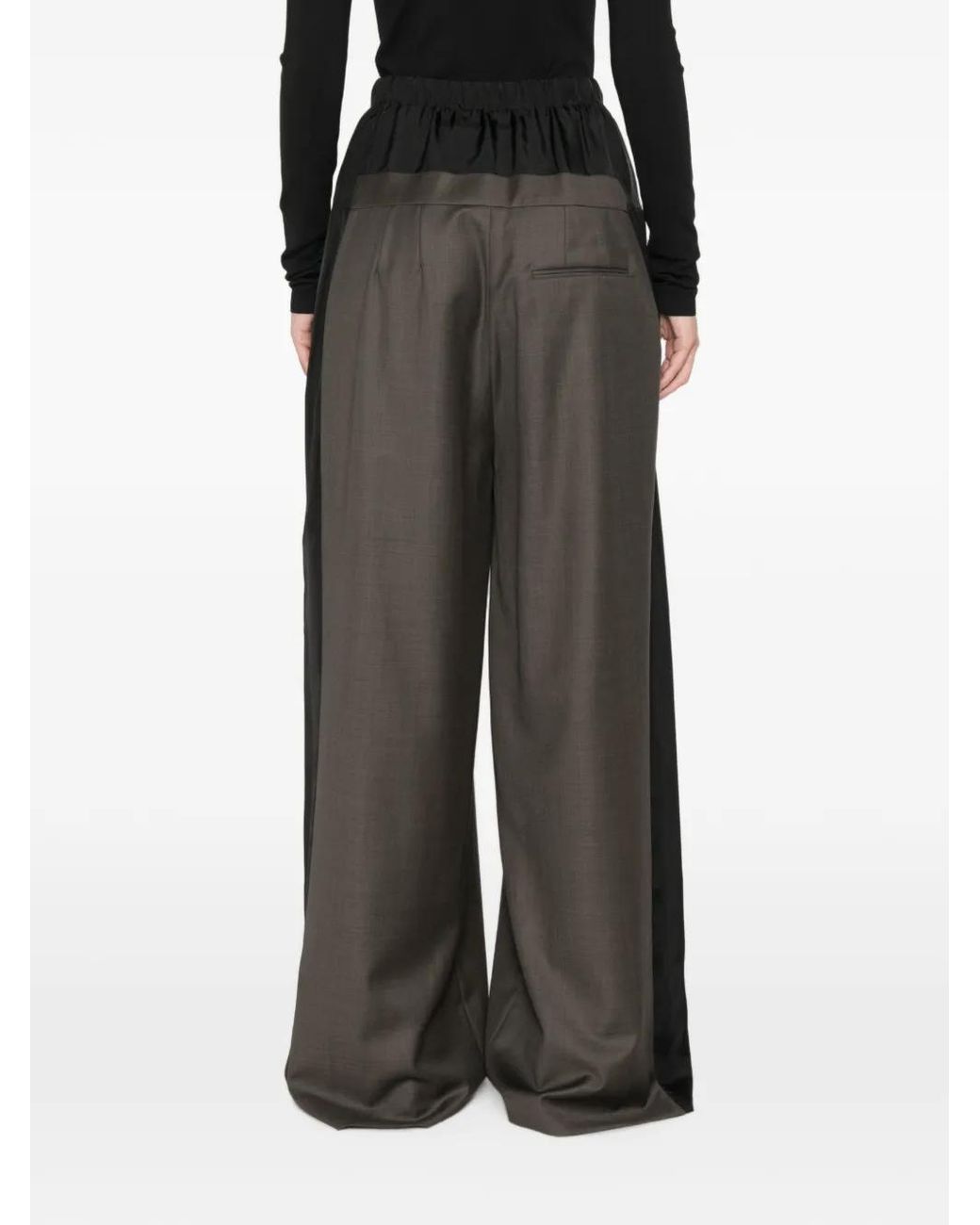 Lutz Huelle Gray Contrast-Panel Wide-Leg Trousers