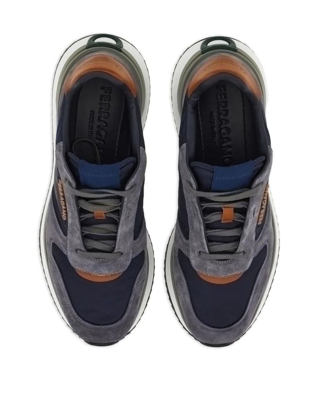 Ferragamo Blue Mixed Material Sneakers for men