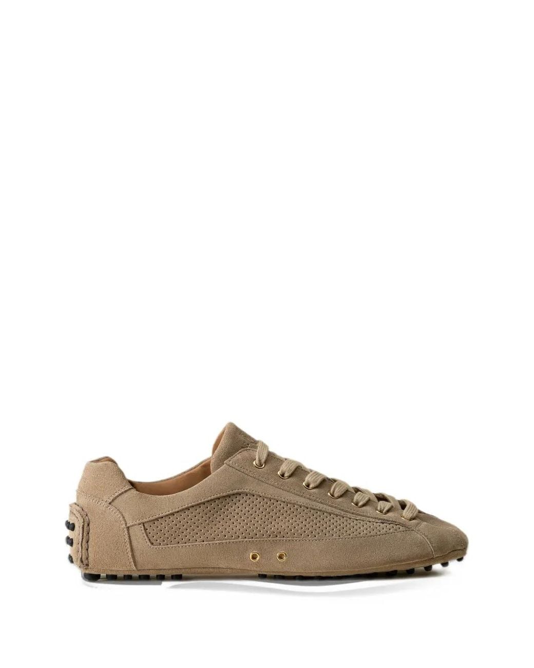 Car Shoe Brown Perforated Suede Sneakers for men