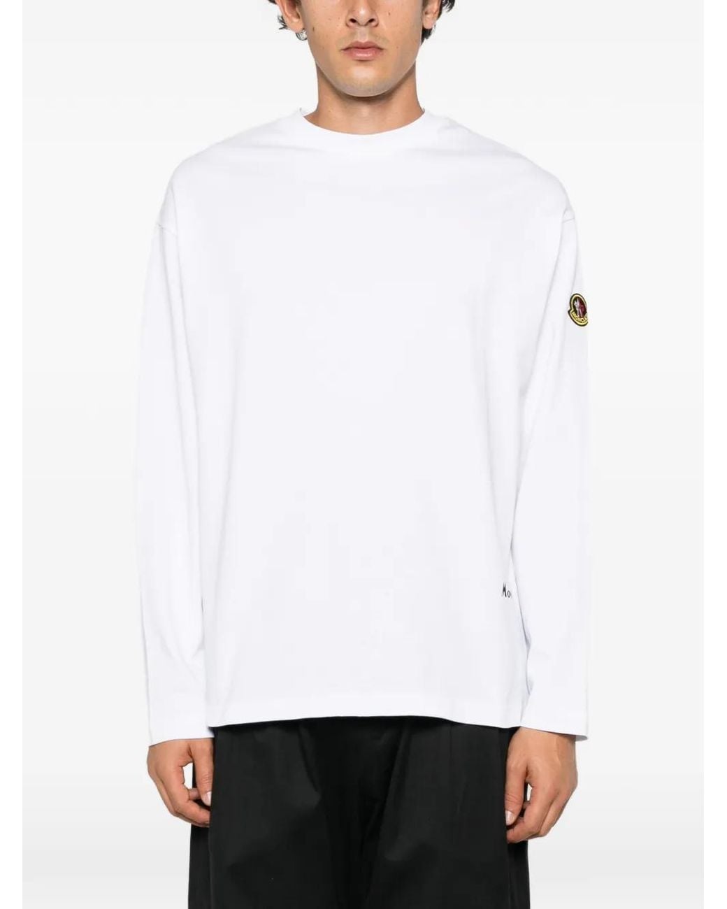 Moncler White Re-Icon Graphic-Print Long-Sleeve T-Shirt for men