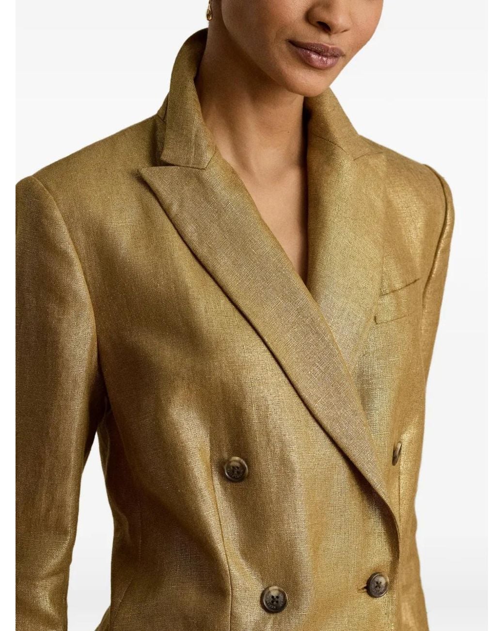 Ralph Lauren Metallic Foiled Double-Breasted Blazer