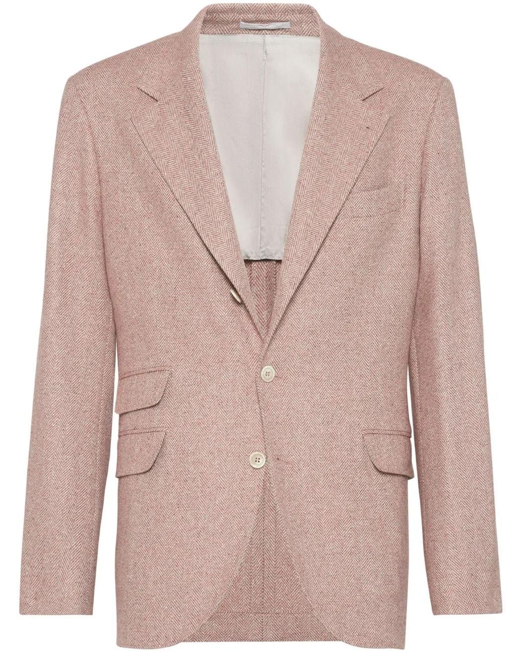 Brunello Cucinelli Pink Blazer À Motif De Chevrons for men