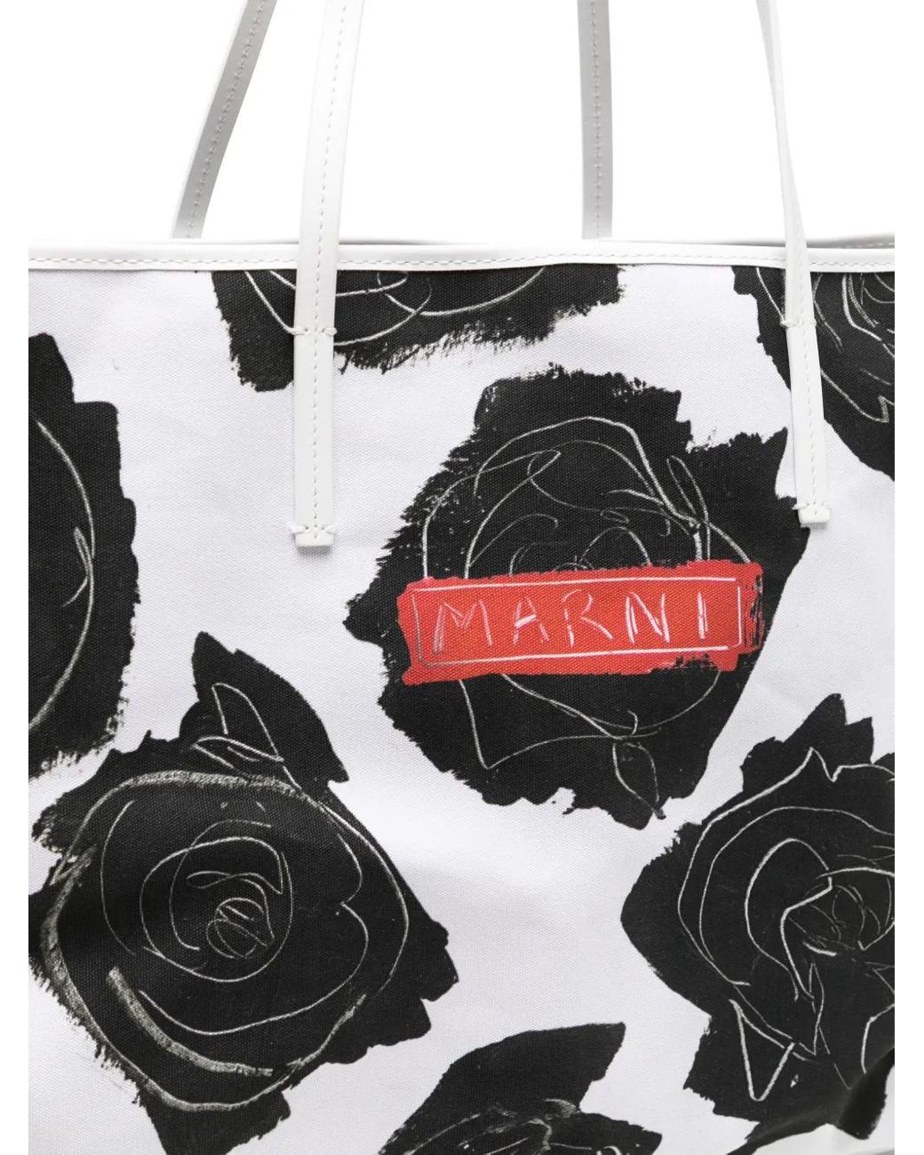 Marni Black Large Floral-Printed Tote Bag for men