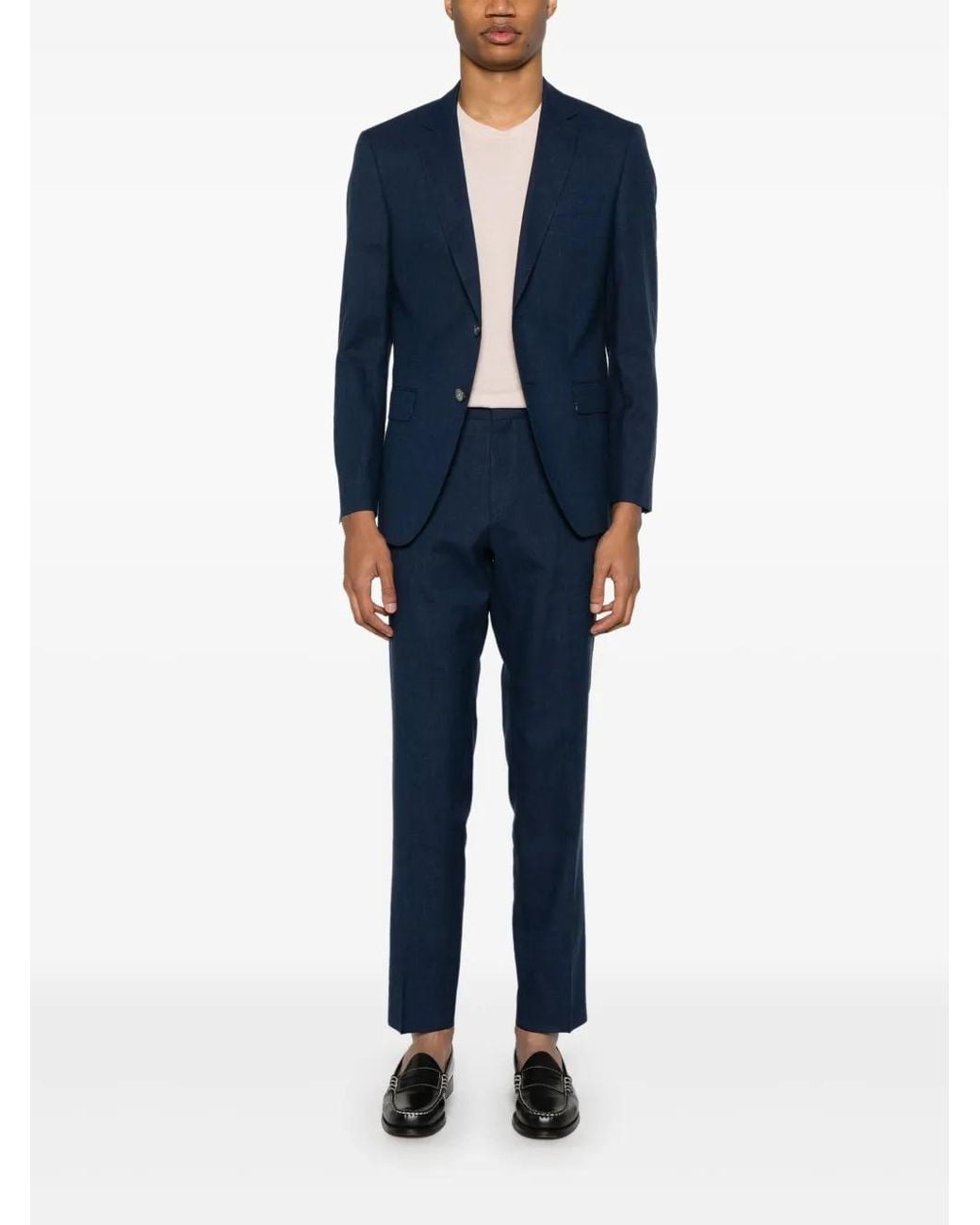 Boss Blue Slub-Texture Suit for men