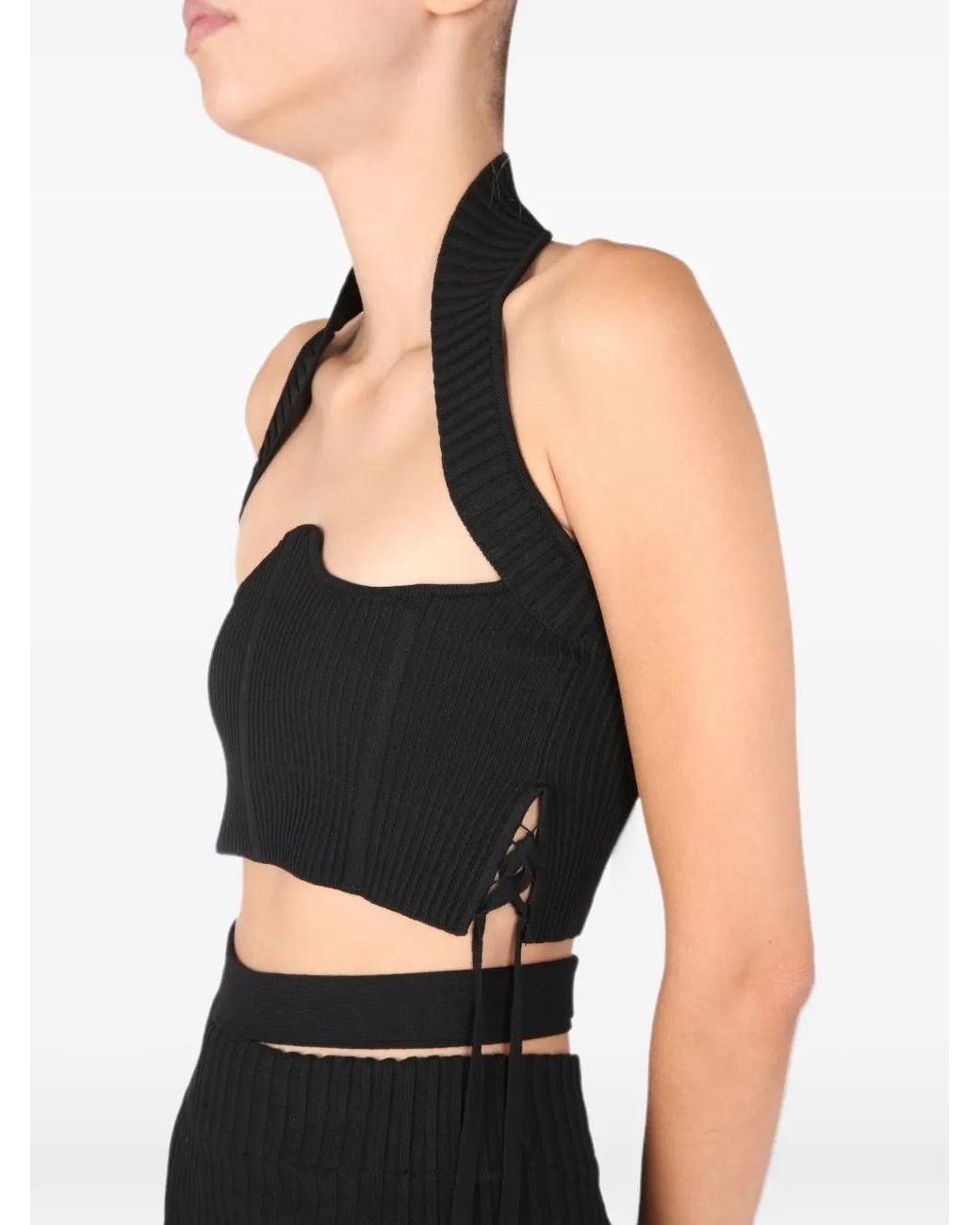ANDREADAMO Black Ribbed Dustier