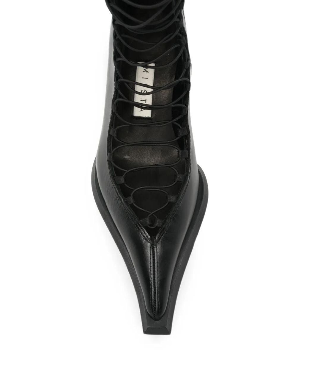 Miista Black Melinda Lace-Up Pointed-Toe Boots