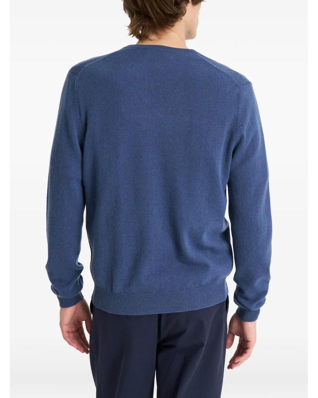 Pringle of Scotland Blue V-Neck Cashmere Sweater for men