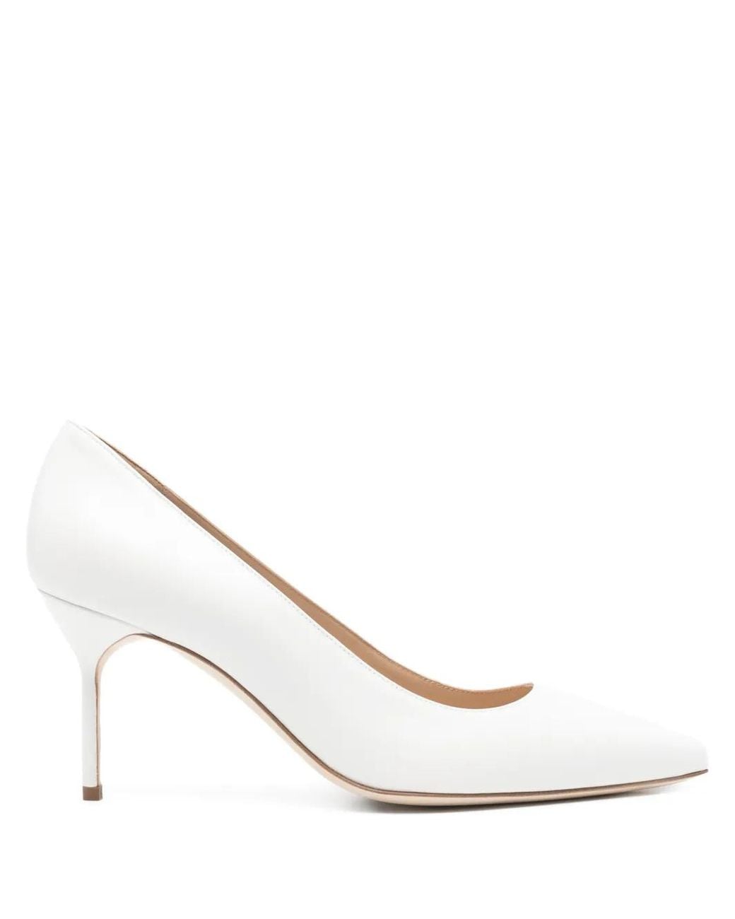 Manolo Blahnik White Bb Pumps