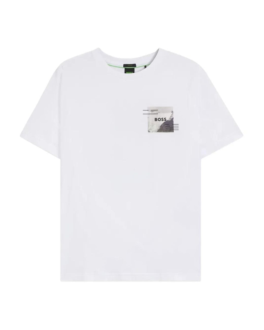 Boss White Graphic-Print T-Shirt for men