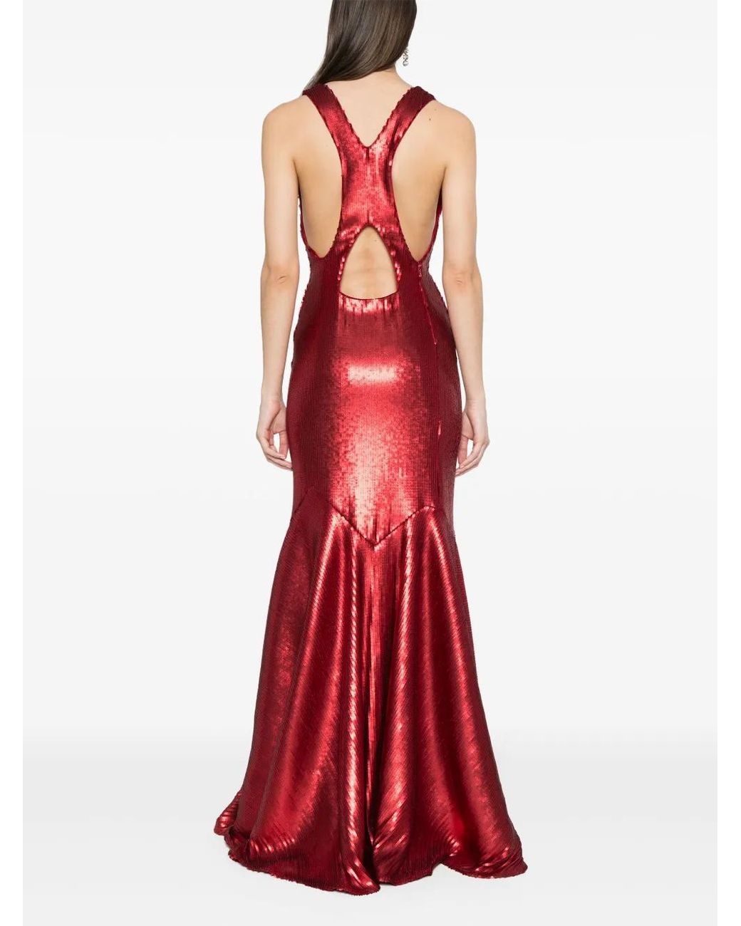 Genny Red Sequinned Mermaid Long Dress