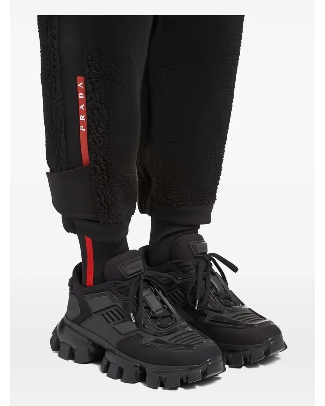 Pantalones Con Logo Estampado Prada de color Black