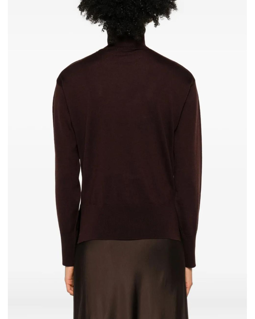 Daniele Fiesoli Brown Turtleneck Merino-Wool Sweater