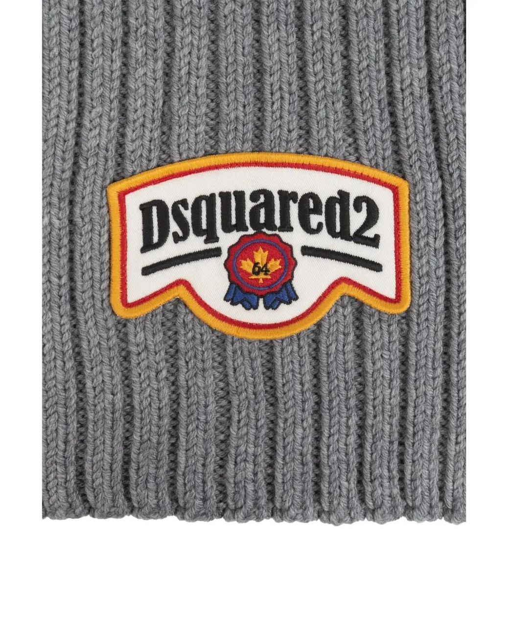 DSquared² Gray Logo Patch Scarf for men