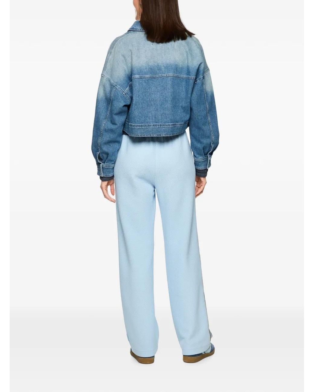 Marc Cain Blue Faded-Effect Patch-Pocket Denim Jacket