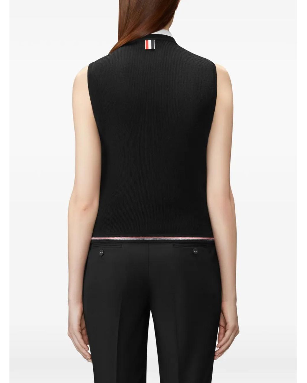 Thom Browne Geribbelde Top Met Rwb-Streep in het Black