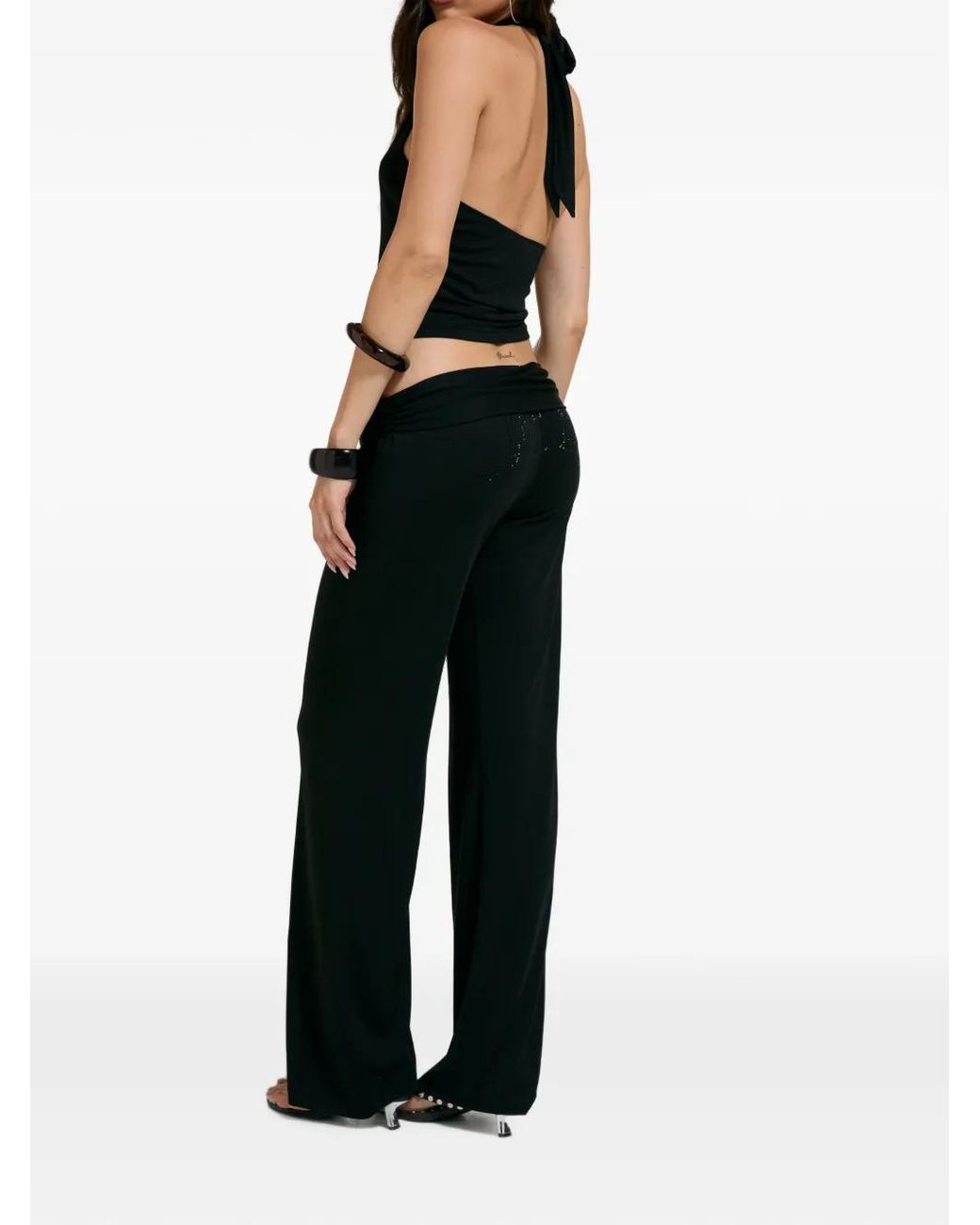 Juicy Couture Black Tie-Fastening Straight-Leg Trousers
