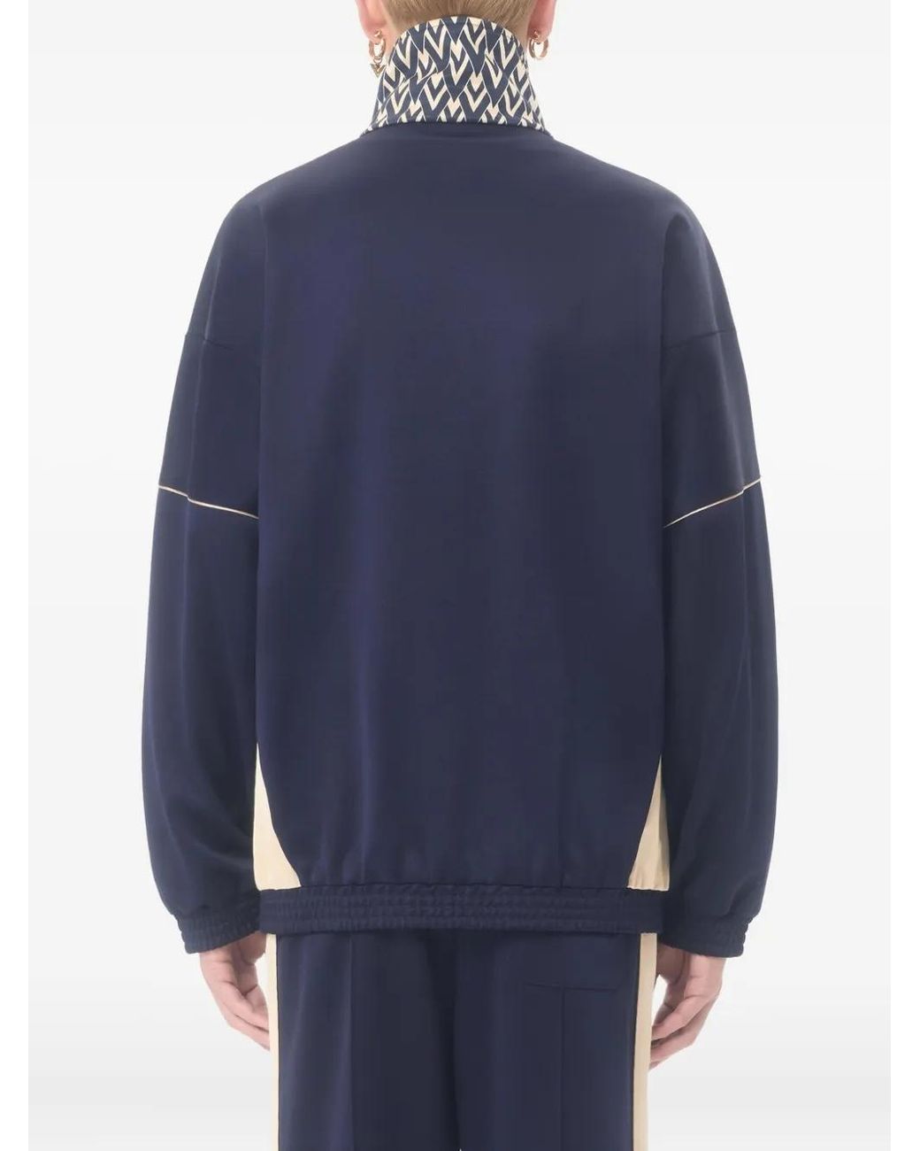 Valentino Garavani Blue Acetate Sweatshirt With Zipper And Inlaid Toute La V Print for men