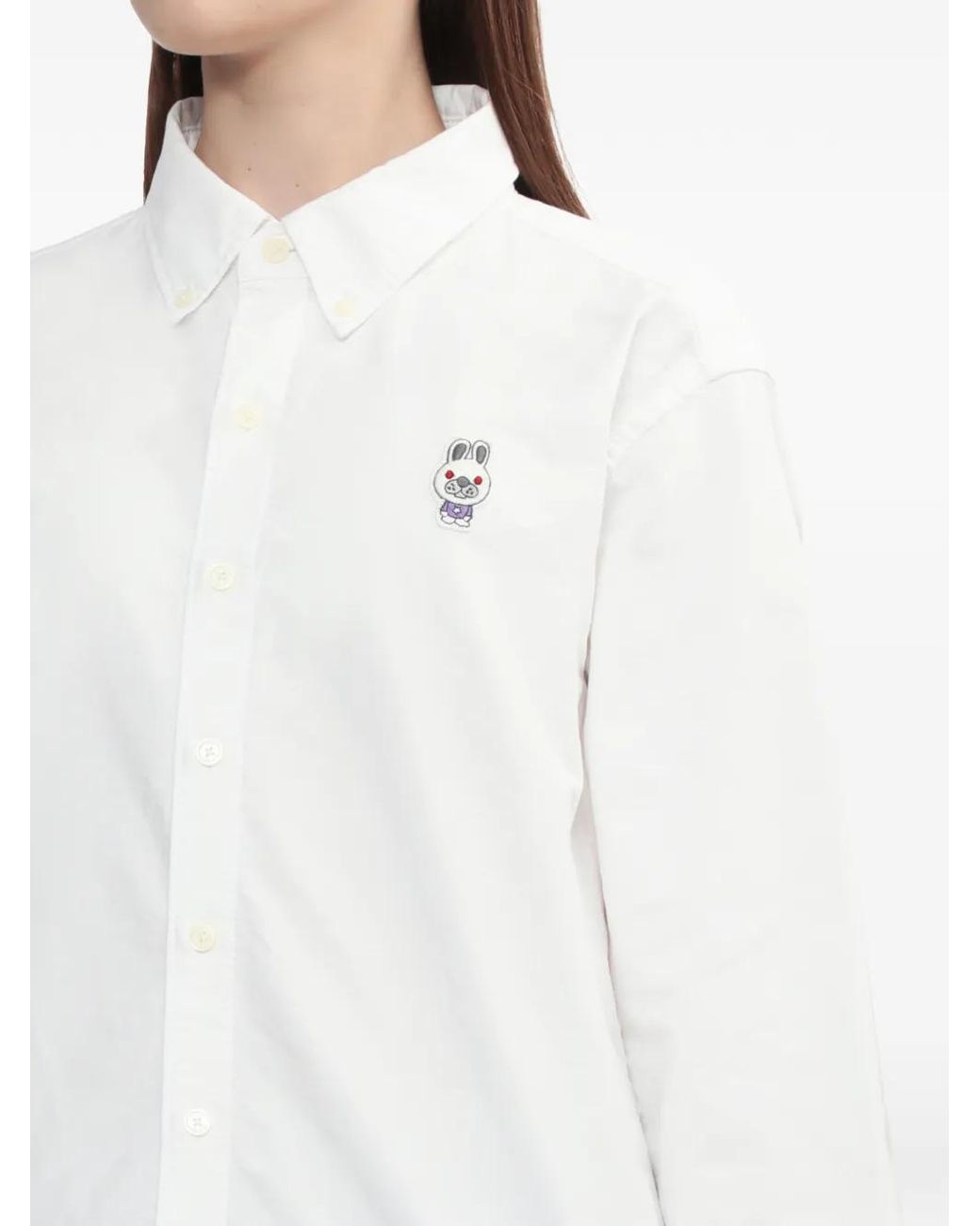 A Bathing Ape White Buttoned Embroidered Shirt