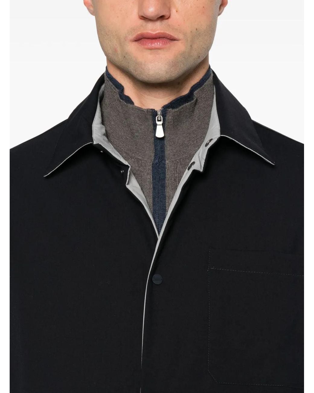 Herno Black Reversible Snap-Button Jacket for men