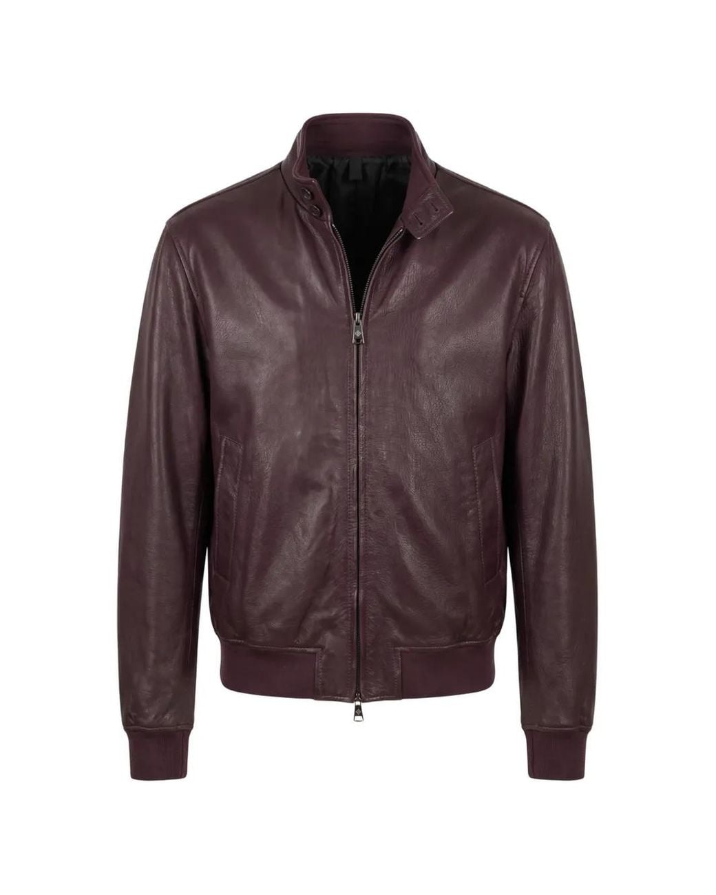 Tagliatore Brown Zip-Up Leather Jacket for men