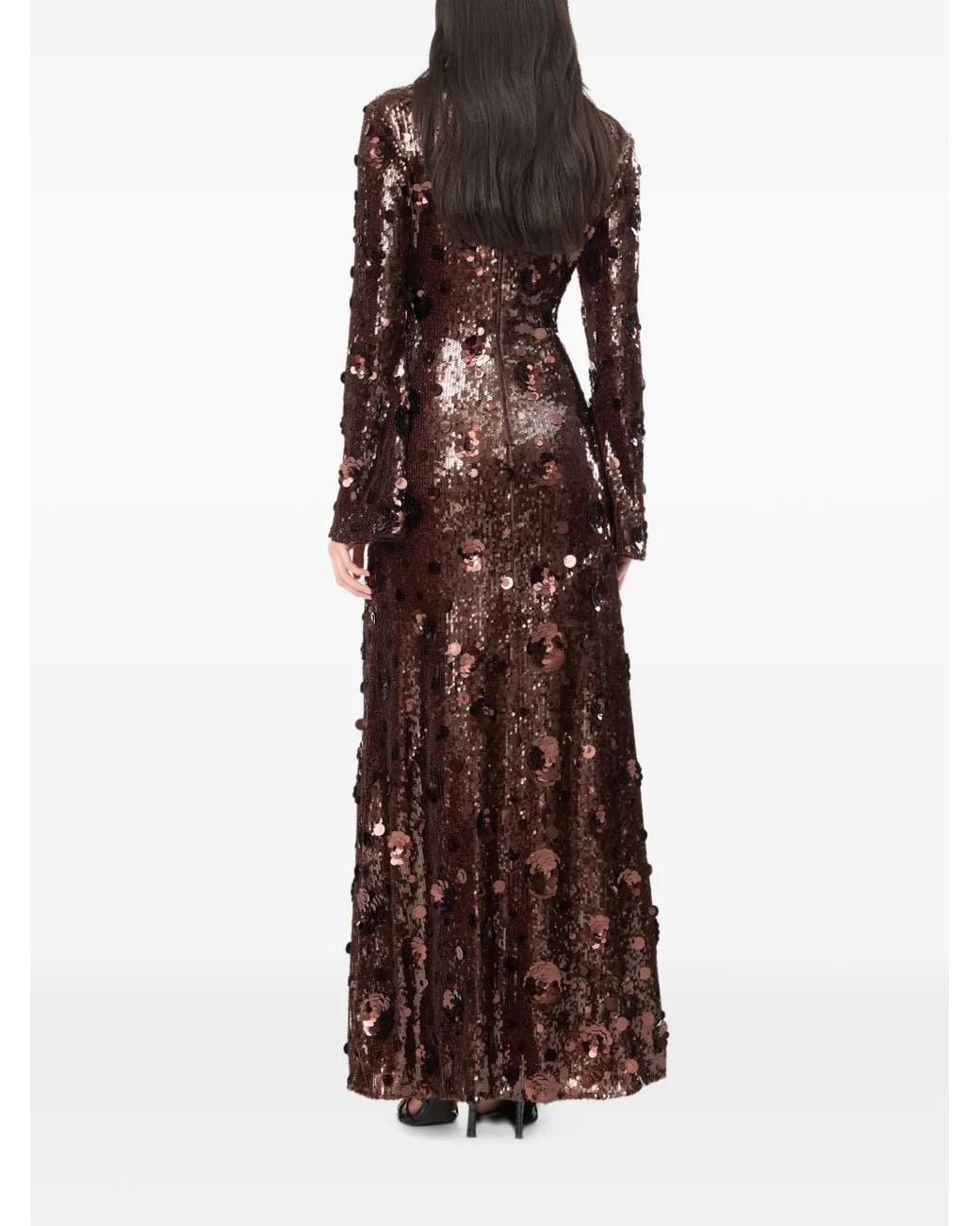 ROTATE BIRGER CHRISTENSEN Brown Robe Longue À Sequins