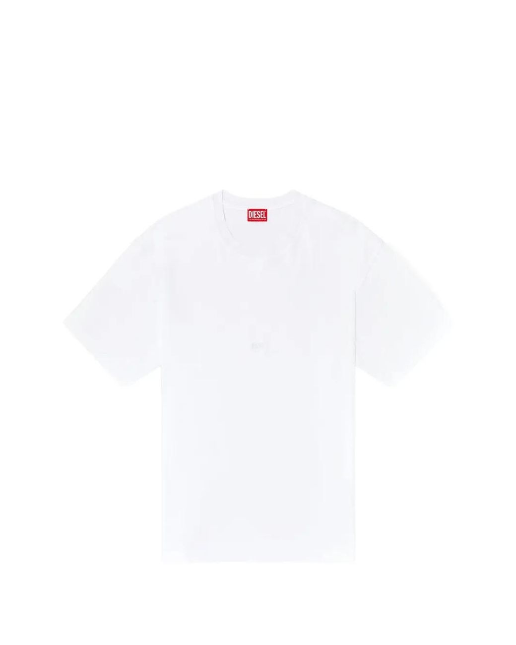 DIESEL White Cotton-Interlock T-Shirt With Logo Embroidery for men