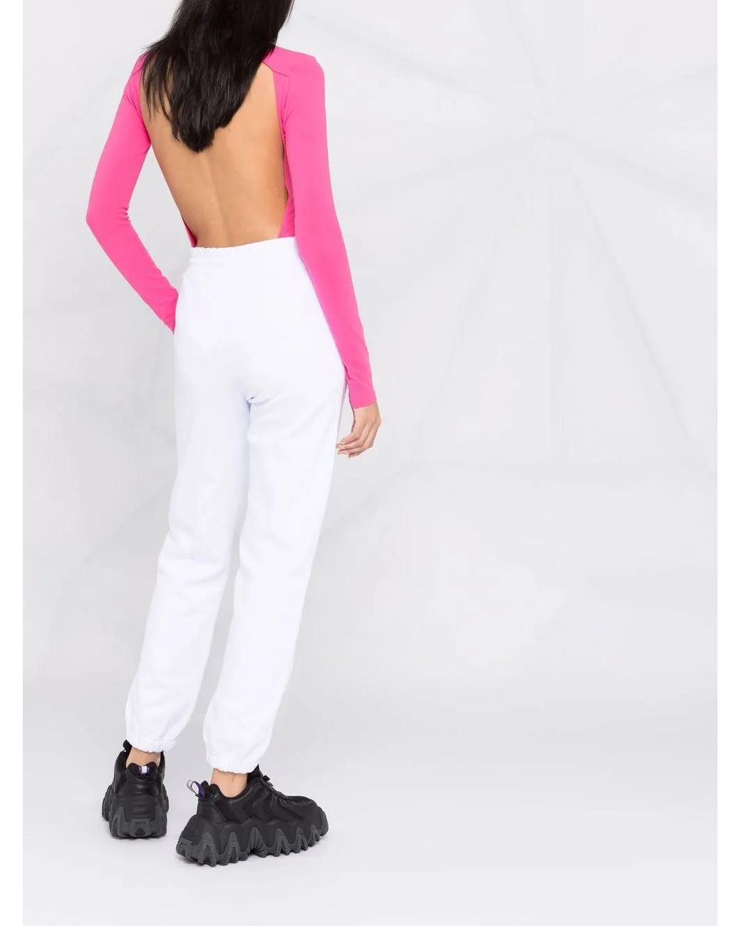 MSGM White Logo-Print Cotton Joggers