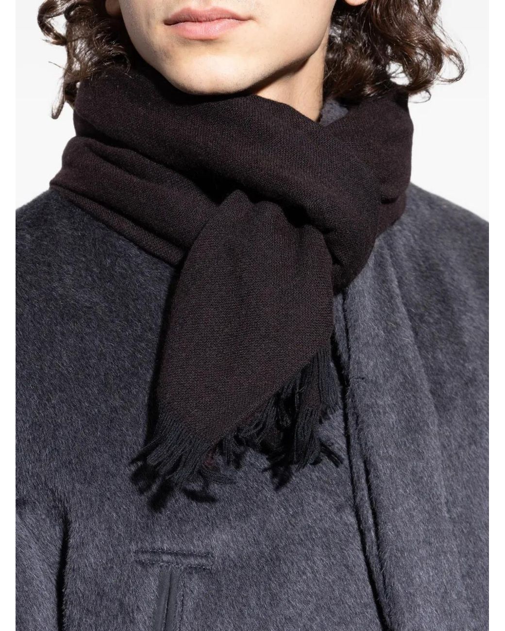 Lanvin Black Logo-Embroidered Scarf for men