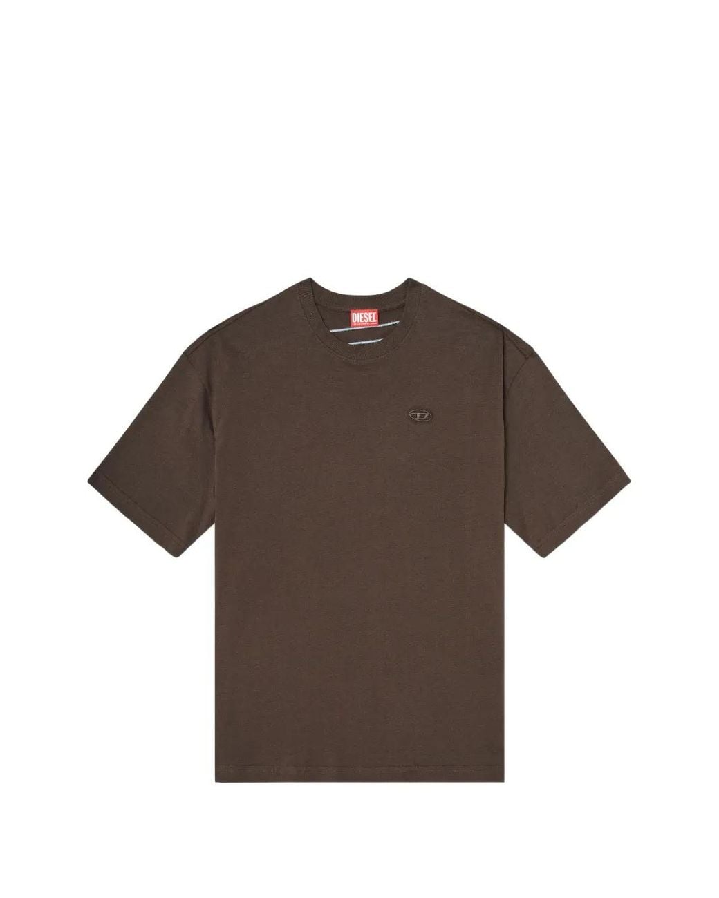 DIESEL Brown T-Shirt With Maxi Oval D Embroidery for men