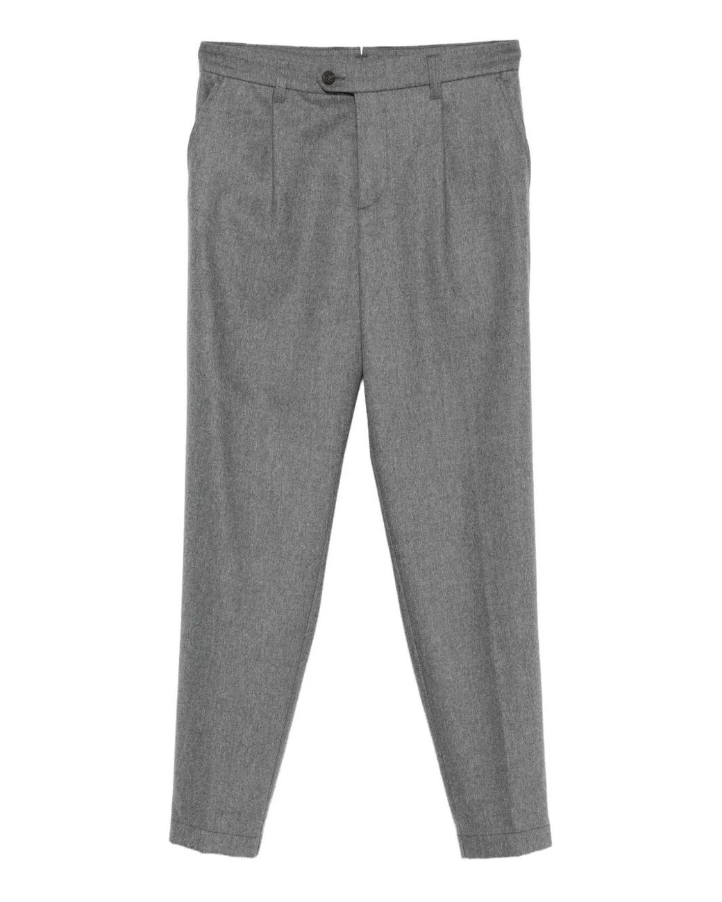 Eleventy Gray Pleated Wool Trousers for men