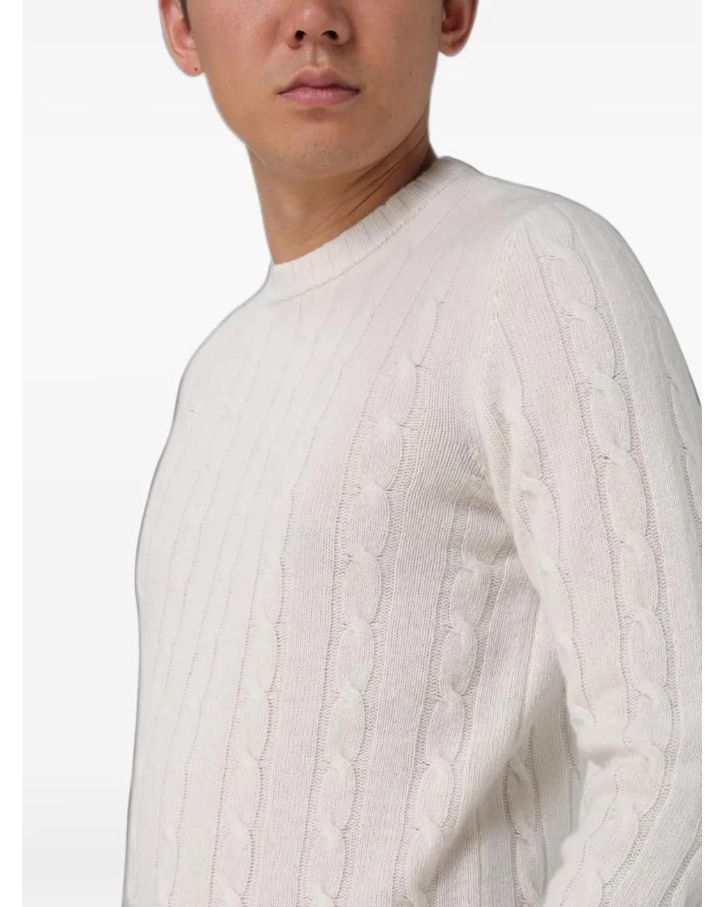 XC Gray Cable-Knit Crew-Neck Sweater for men