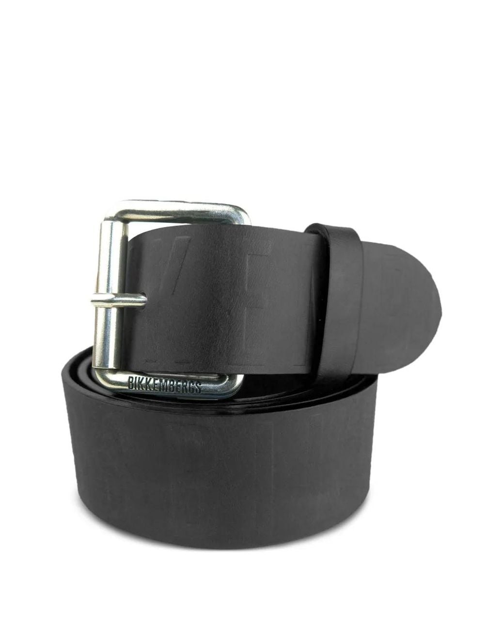 Bikkembergs Black Logo-Embossed Leather Belt for men