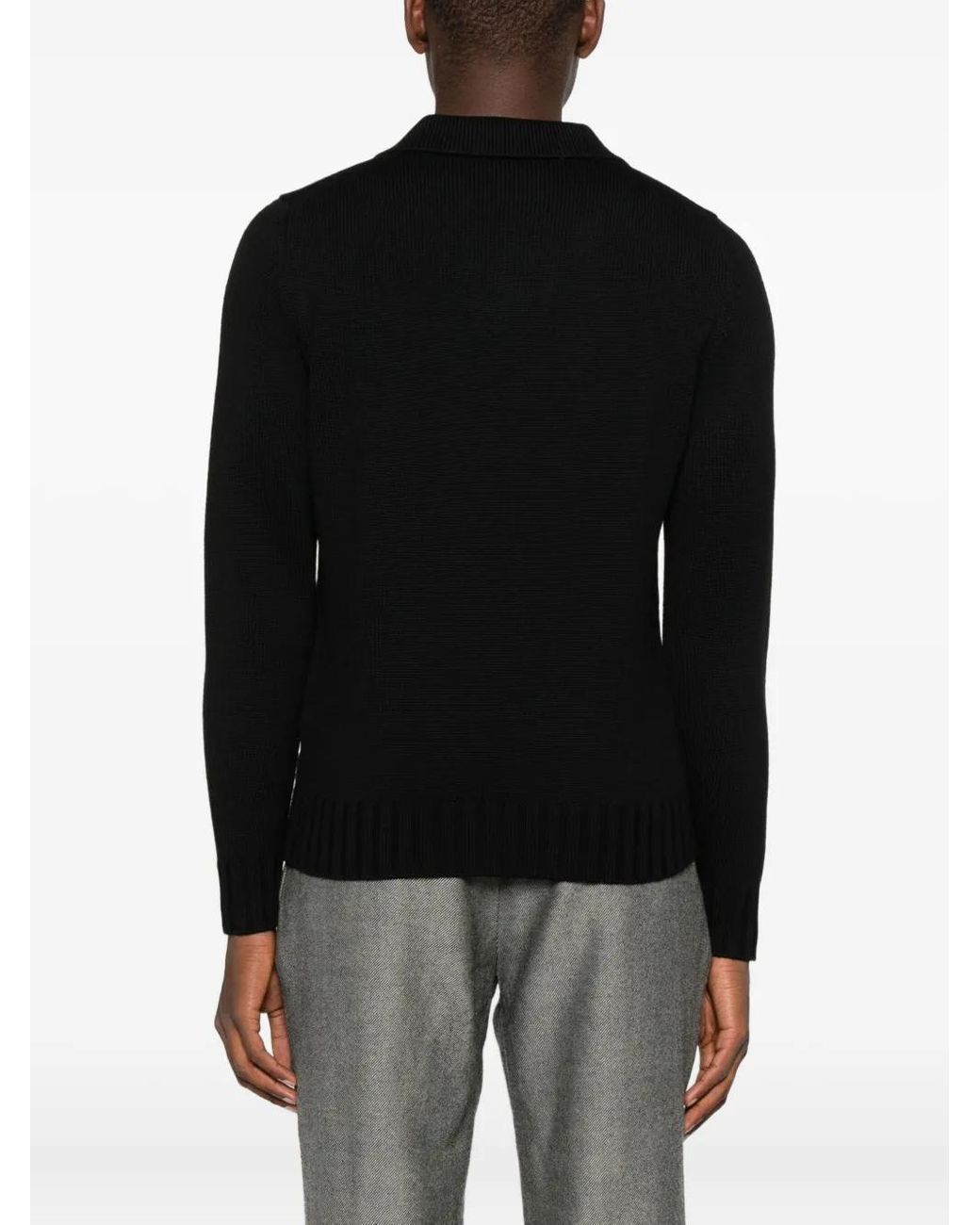 FILIPPO DE LAURENTIIS Black Polo-Collar Sweater for men